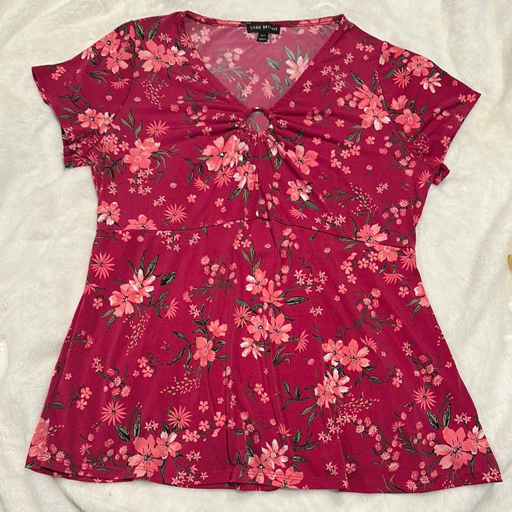 Lane Bryant Floral Ring Top Size 10/12